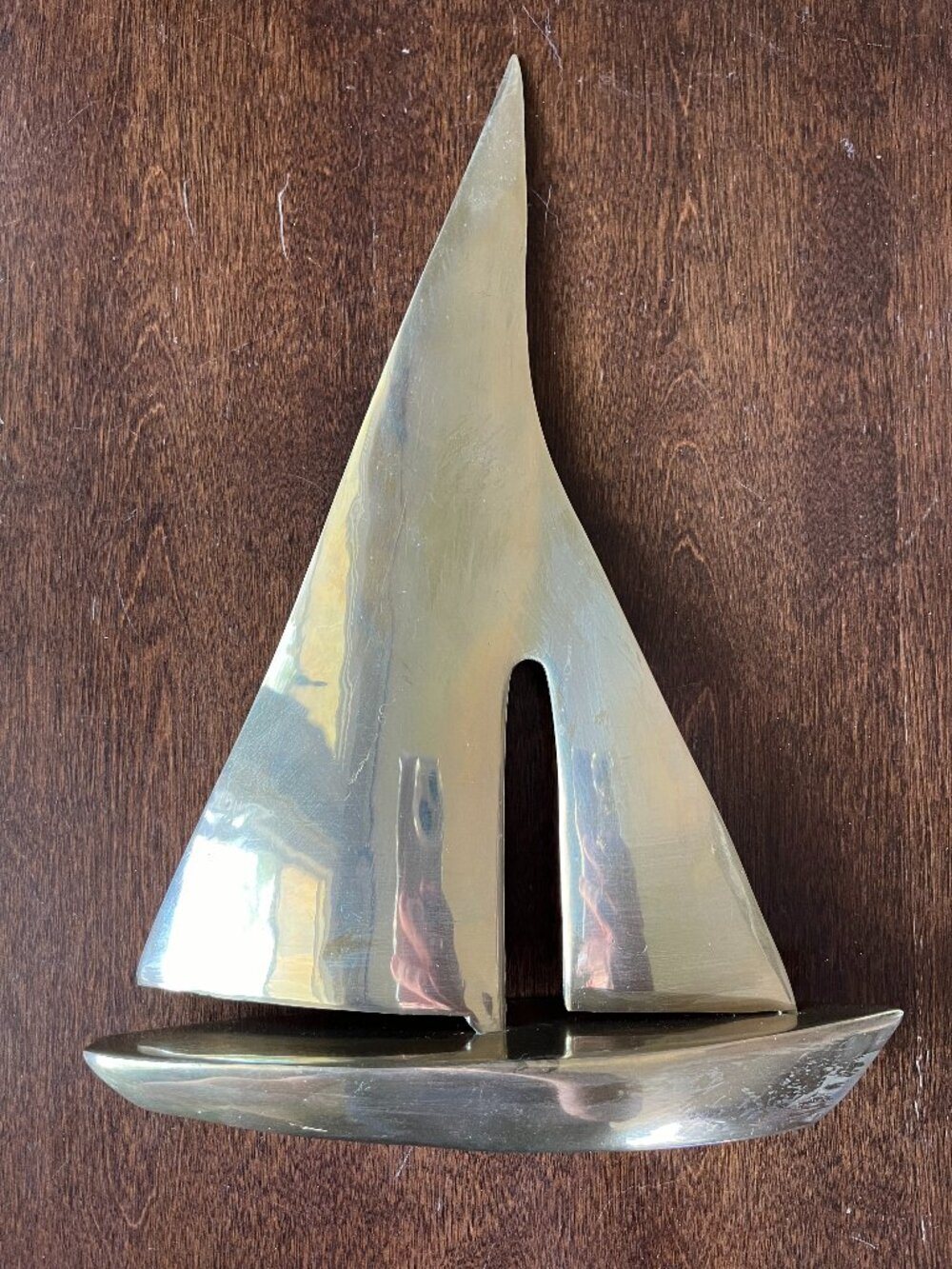 Vintage Brass SAILBOAT Sailing Boat Nautical Maritime Home Decor 12in high